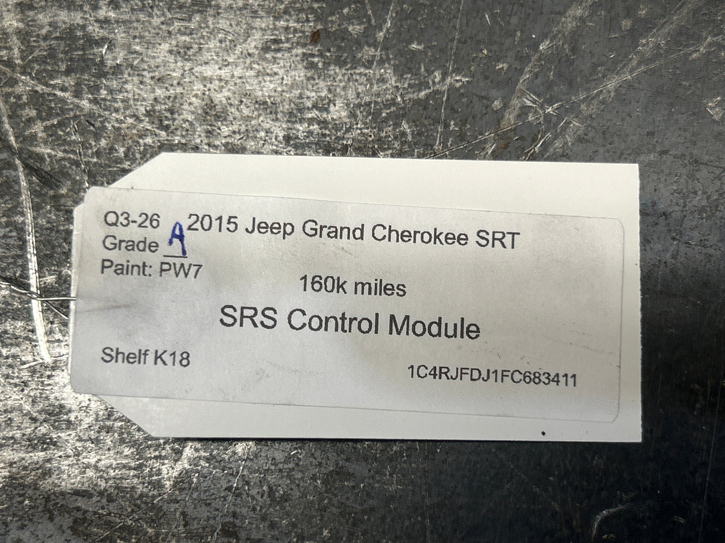 14-15 JEEP GRAND CHEROKEE SRS BAG CONTROL MODULE SRT OEM * NO CRASH 68222877AA