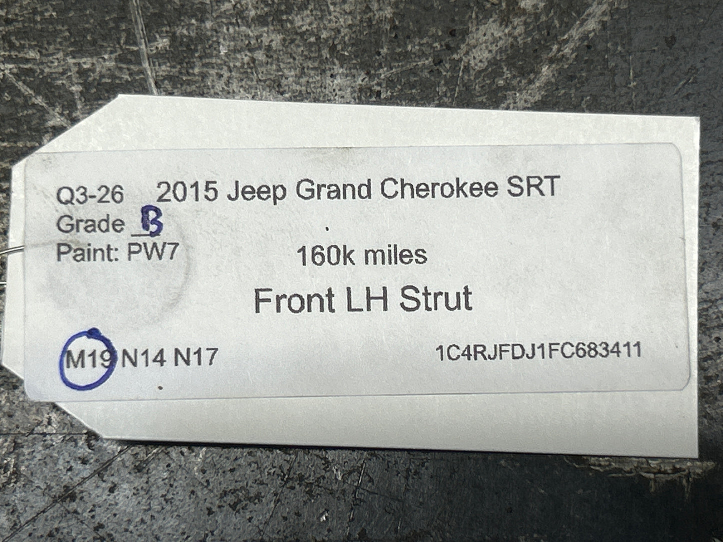 12-17 Jeep Grand Cherokee SRT OEM Shock Absorber Left Front 05181507AC