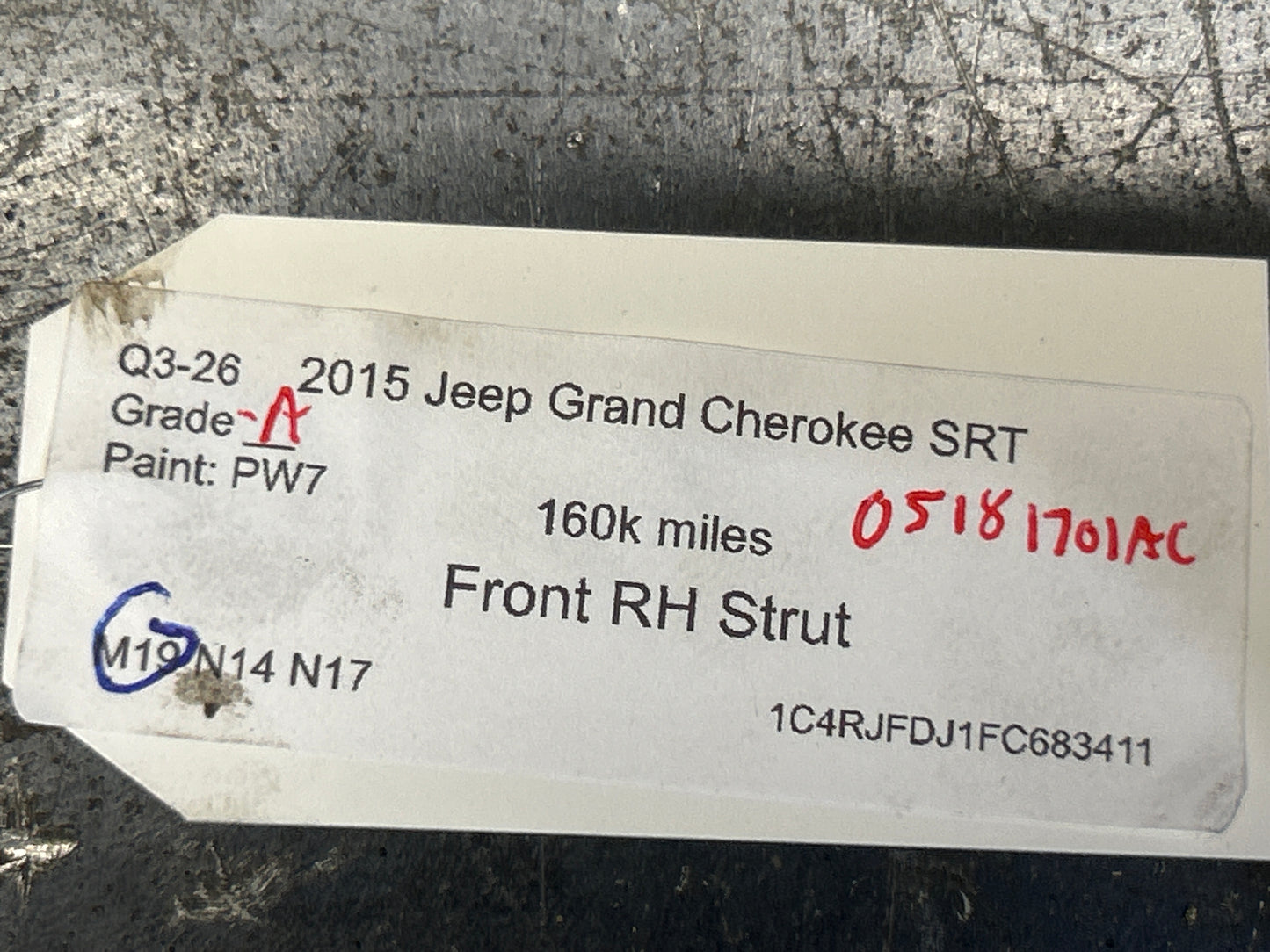 12-17 Jeep Grand Cherokee SRT OEM Shock Absorber Right Front RH 05181701AC