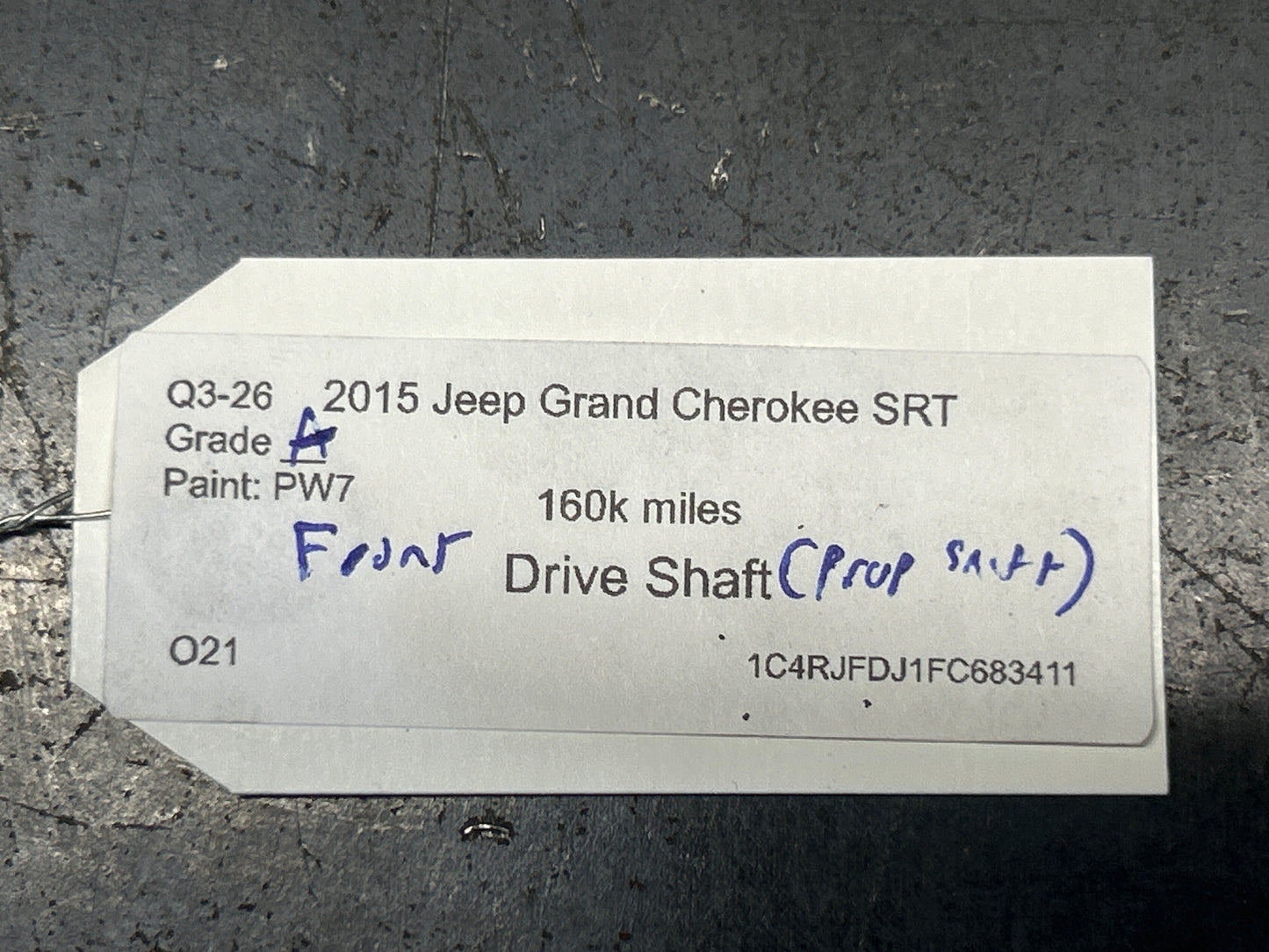 12-18 JEEP GRAND CHEROKEE SRT8 6.4L OEM FRONT PROP SHAFT DRIVESHAFT P05038553AD