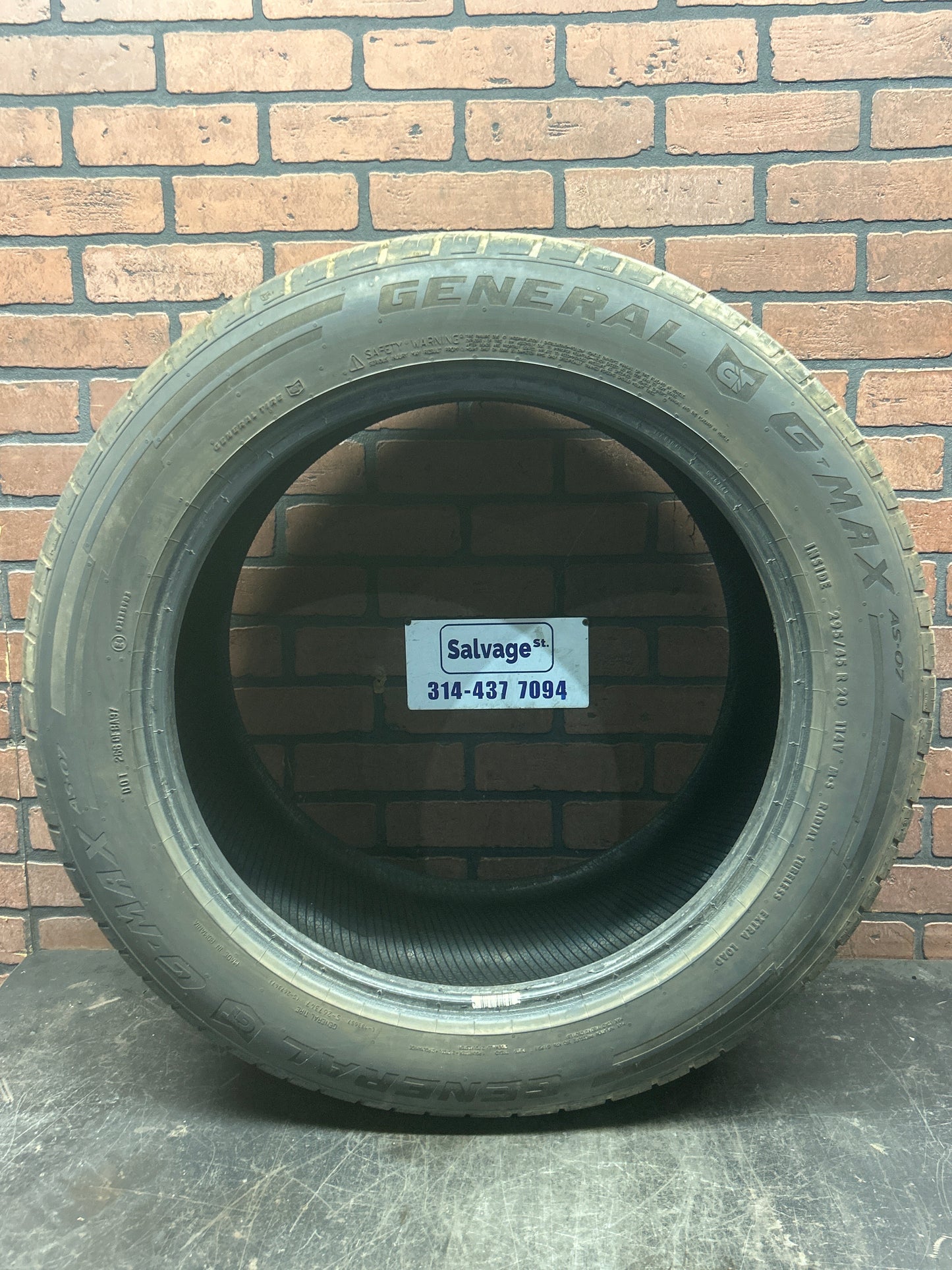 1x Used Tire General Gmax AS-07 UHP 114V All Seasons Performance 295/45/20