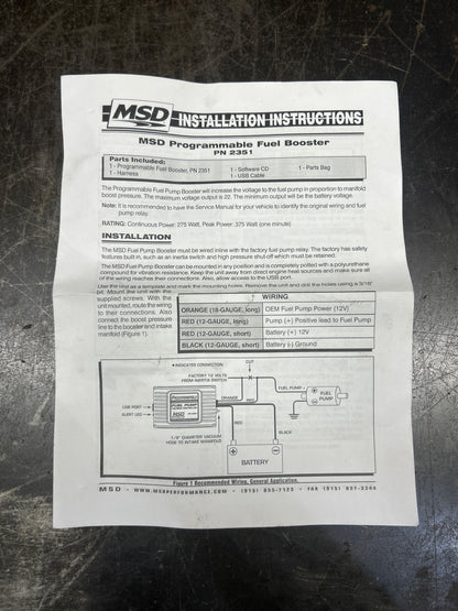 Vortech / MSD 2351 Programmable Fuel Pump Voltage Booster Red High Performance