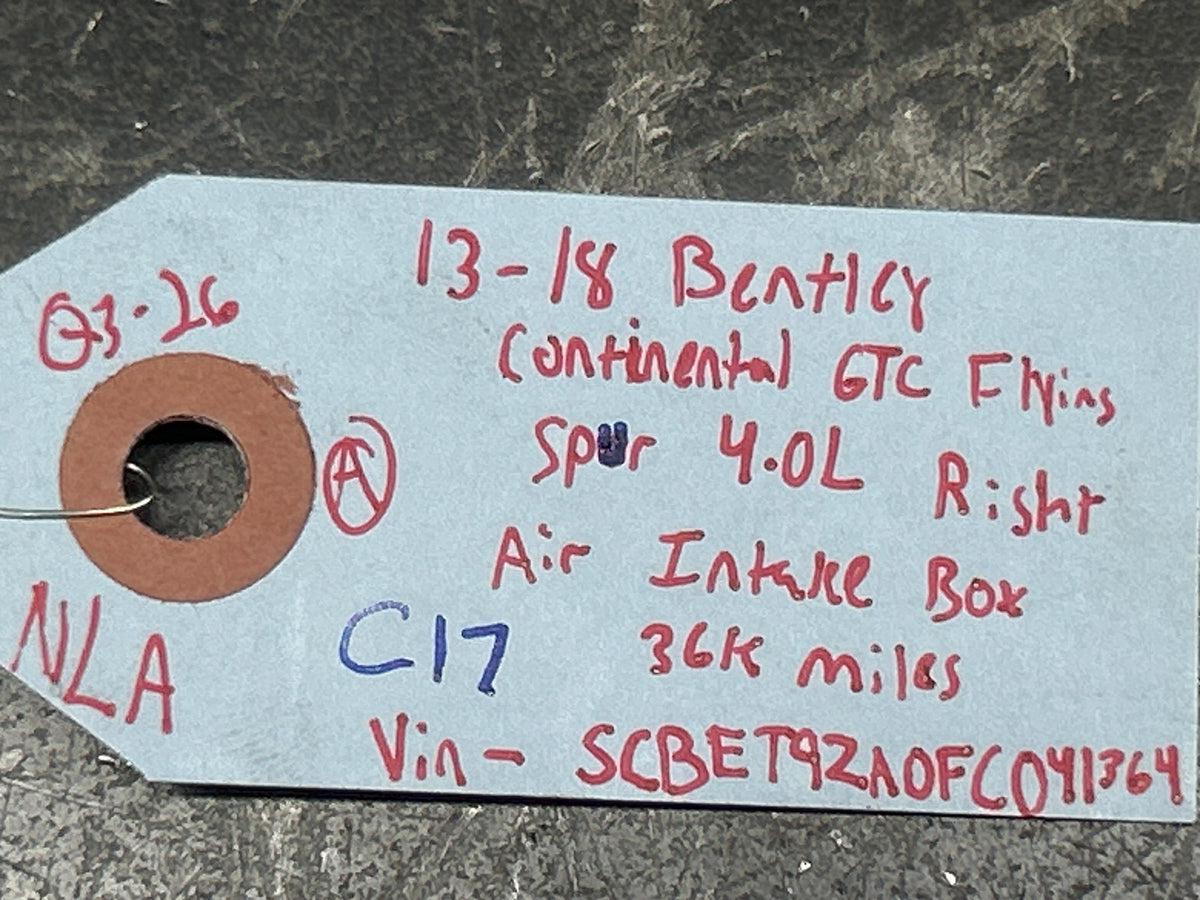 13-18 Bentley Continental Gt Gtc Flying Spur Right filter Air Box 3W0129601F