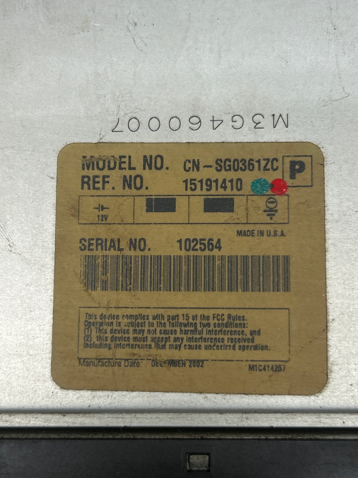 2003-2006 Cadillac Escalade Chevy Suburban Over Head Dvd Player 15191410