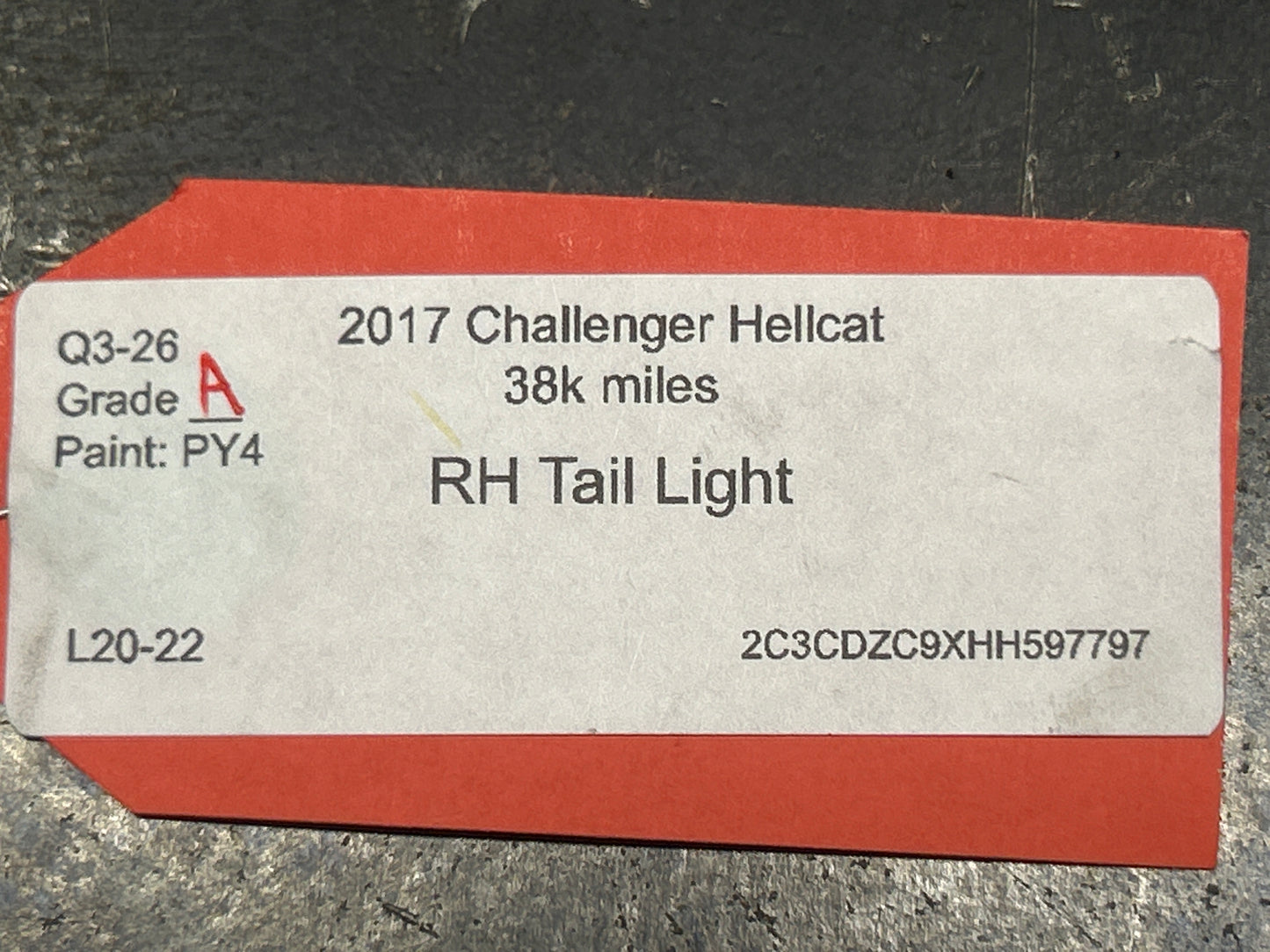 2015-2023 Dodge Challenger Hellcat Rear Right Passenger Side Outer Tail Light