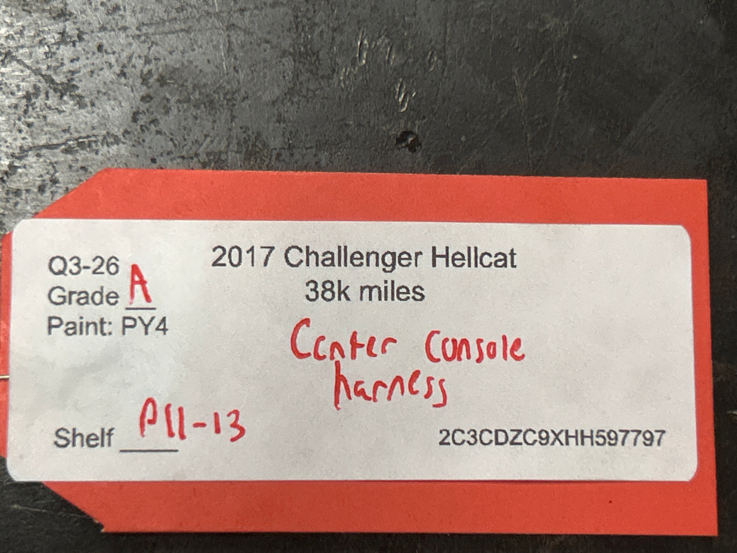16-18 CHALLENGER HELLCAT MANUAL TRANS CENTER CONSOLE WIRE HARNESS 68288953AA OEM
