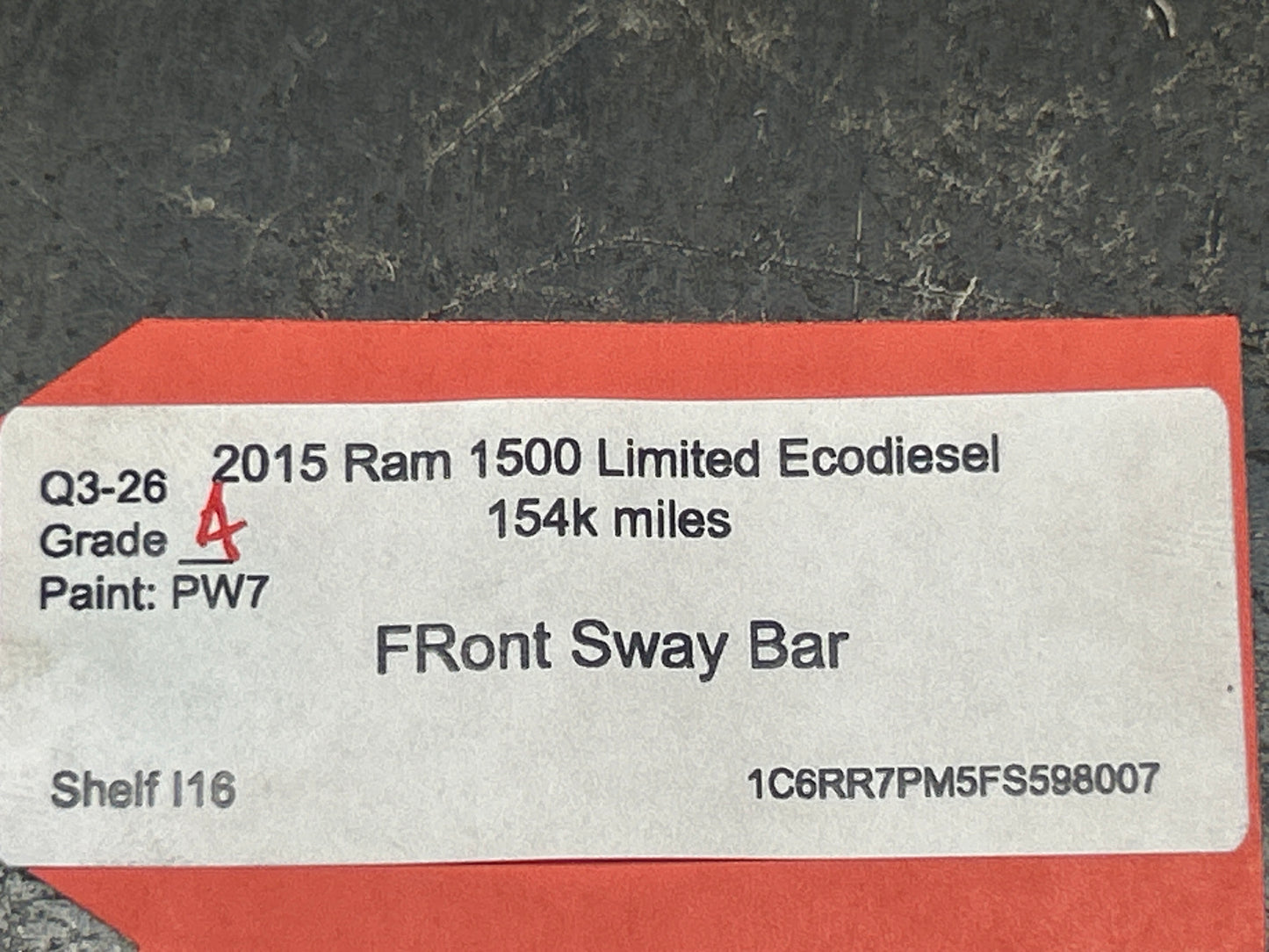 2014-2018 RAM 1500 3.0L DIESEL FRONT SWAY BAR 4WD STABILIZER BAR OEM 05168299AB
