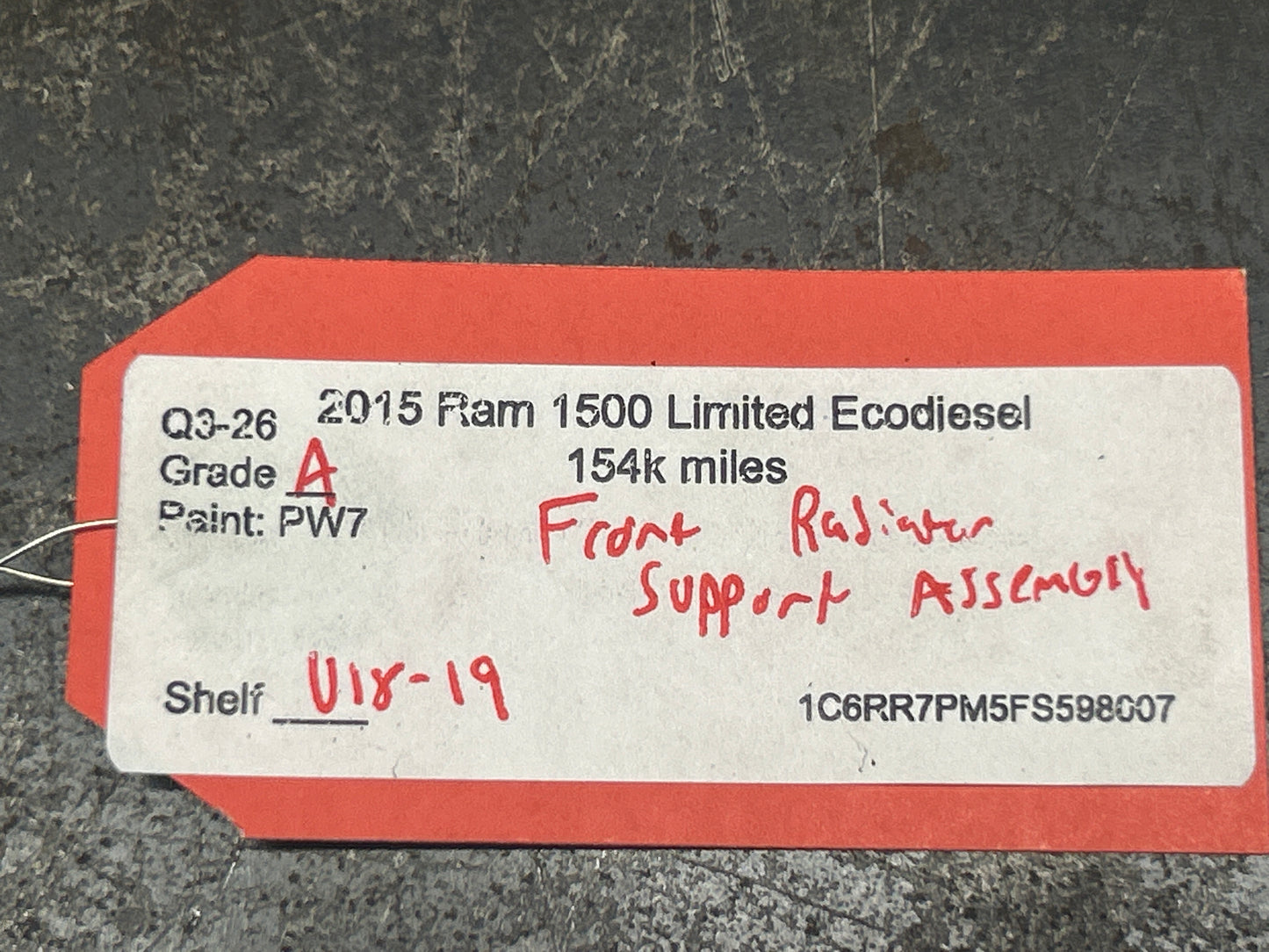 2013-2024 RAM 1500 FRONT END RADIATOR CORE SUPPORT ASSY Bracket OEM 68197334AA