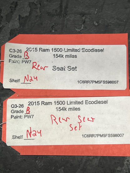 2013-2018 Ram 1500 Laramie Limited Rear Back Seat Set Tan Stitching OEM