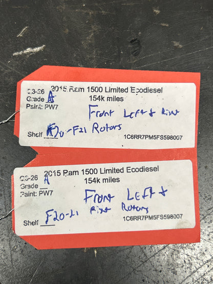2011-2018 Ram 1500 ECO Diesel  5 Lug Front OEM Brake Rotors 11401225