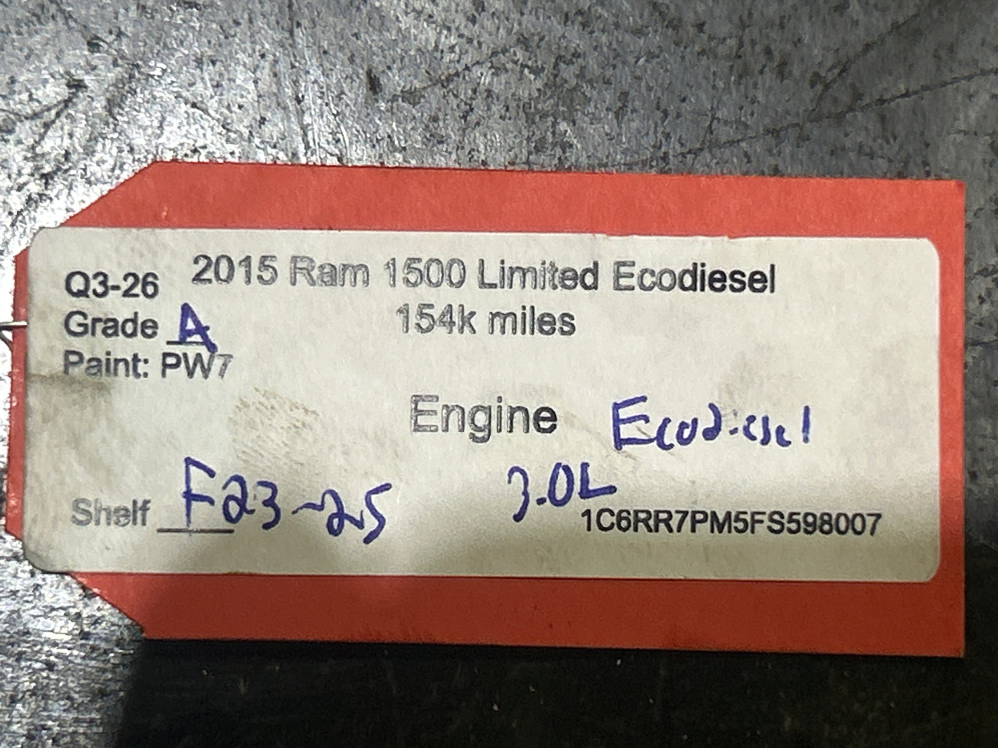 2014-2015 Ram 1500 Pickup CORE Engine 3.0L EcoDiesel With 154K (VIN M 8th Digit)
