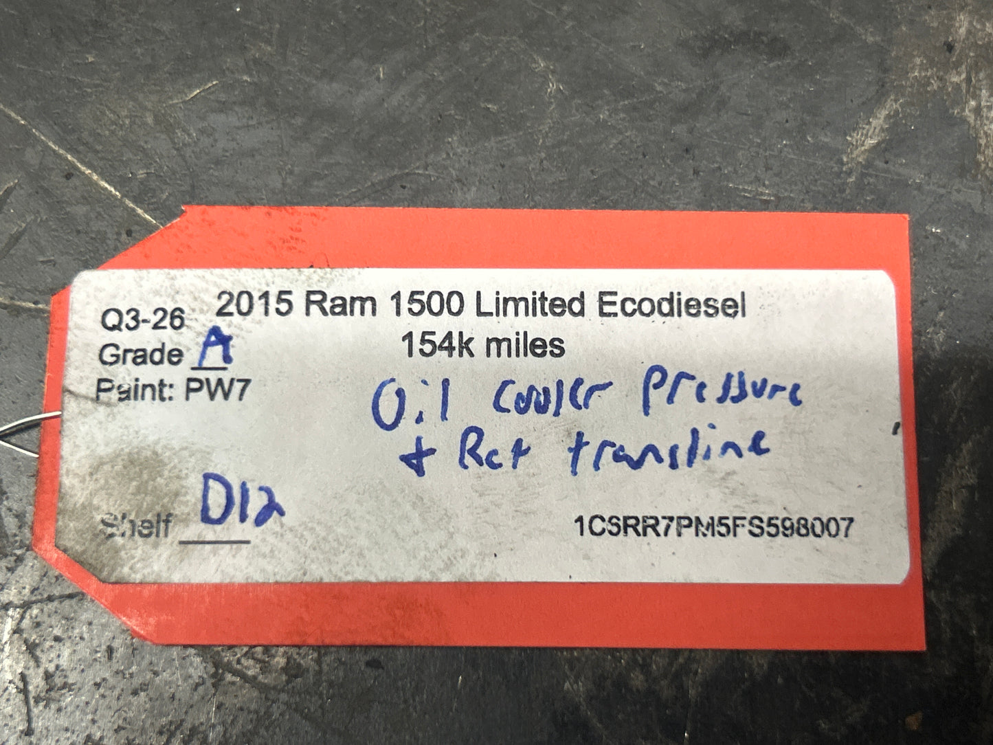2014-2019 Ram 1500 3.0L Eco Diesel Oil Cooler Pressure & Return Hose 68231457AB