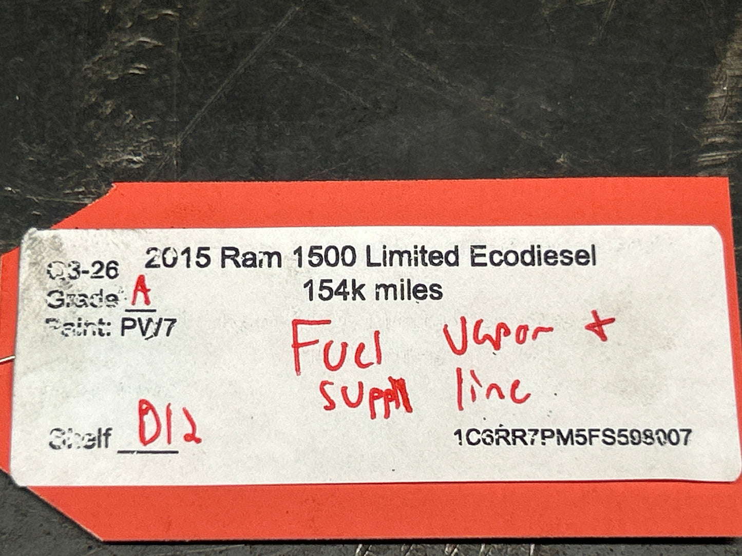 2014-2019 DODGE RAM 1500 3.0L ECODIESEL FUEL SUPPLY AND RETURN TUBE