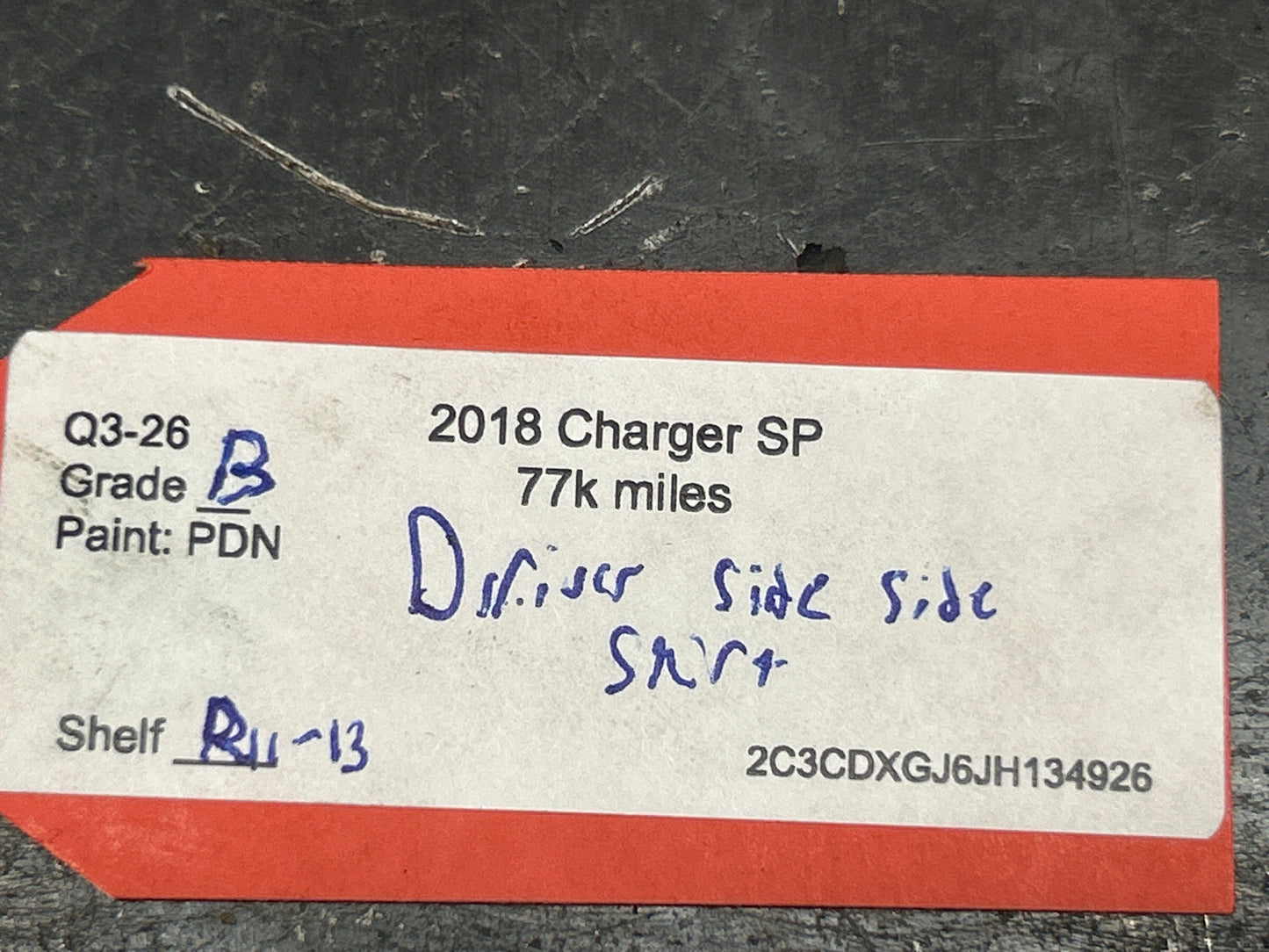 11-22 Dodge Charger Scat Pack Driver Side Rocker Panel Skirt PDN Destroyer Gray