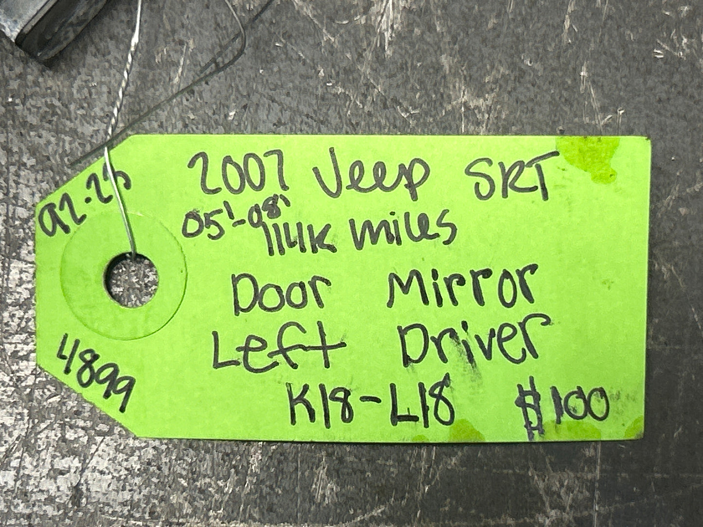 2005-2010 Jeep Grand Cherokee SRT Red Driver Side Heated Mirror 55156453AE