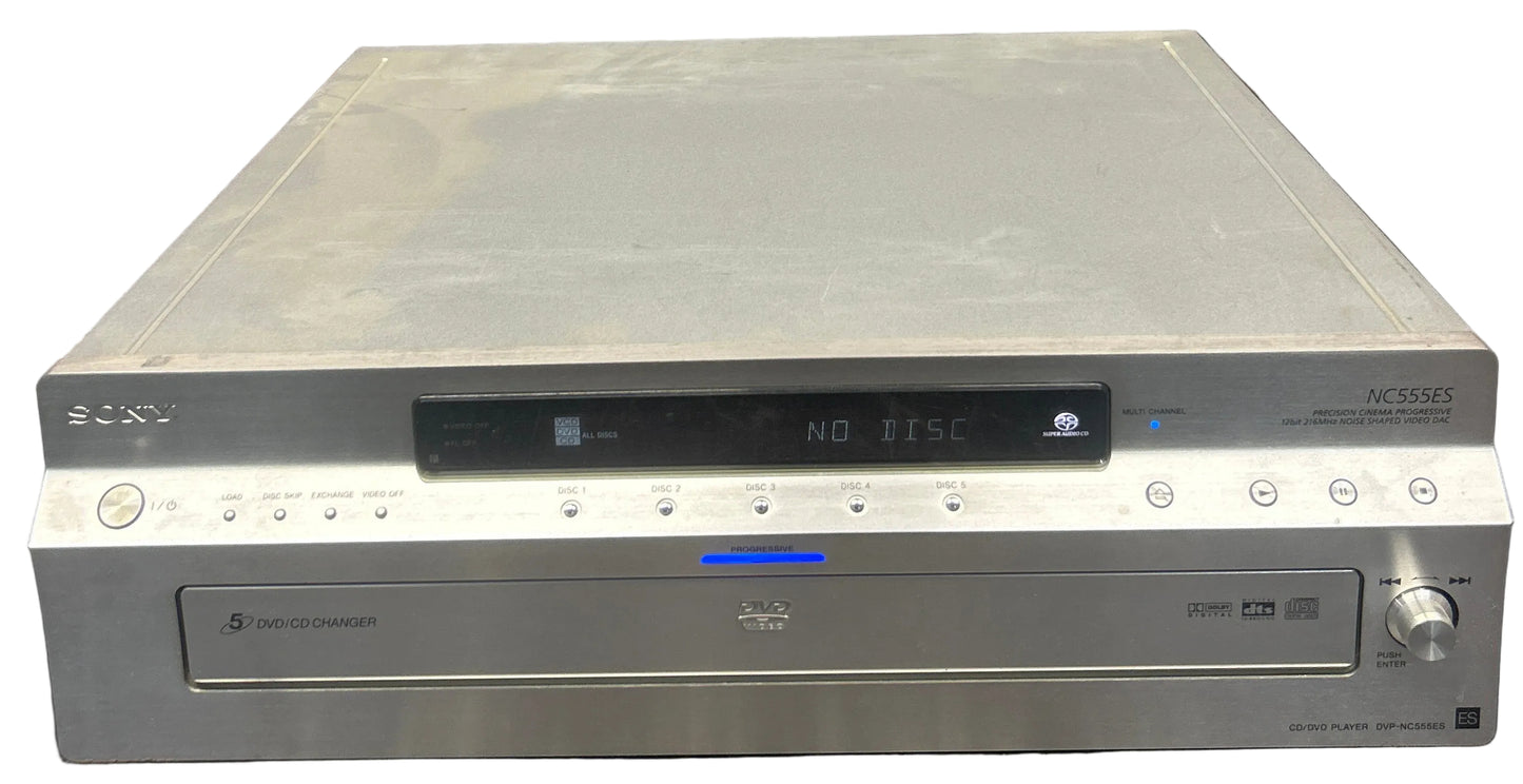 Sony DVP-NC555ES 5 Disc DVD/CD Player Silver 24w 120v 60hz Used Good Condition