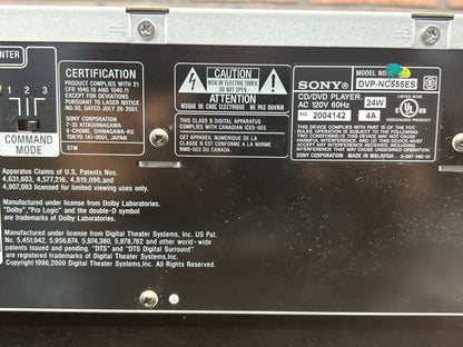 Sony DVP-NC555ES 5 Disc DVD/CD Player Silver 24w 120v 60hz Used Good Condition