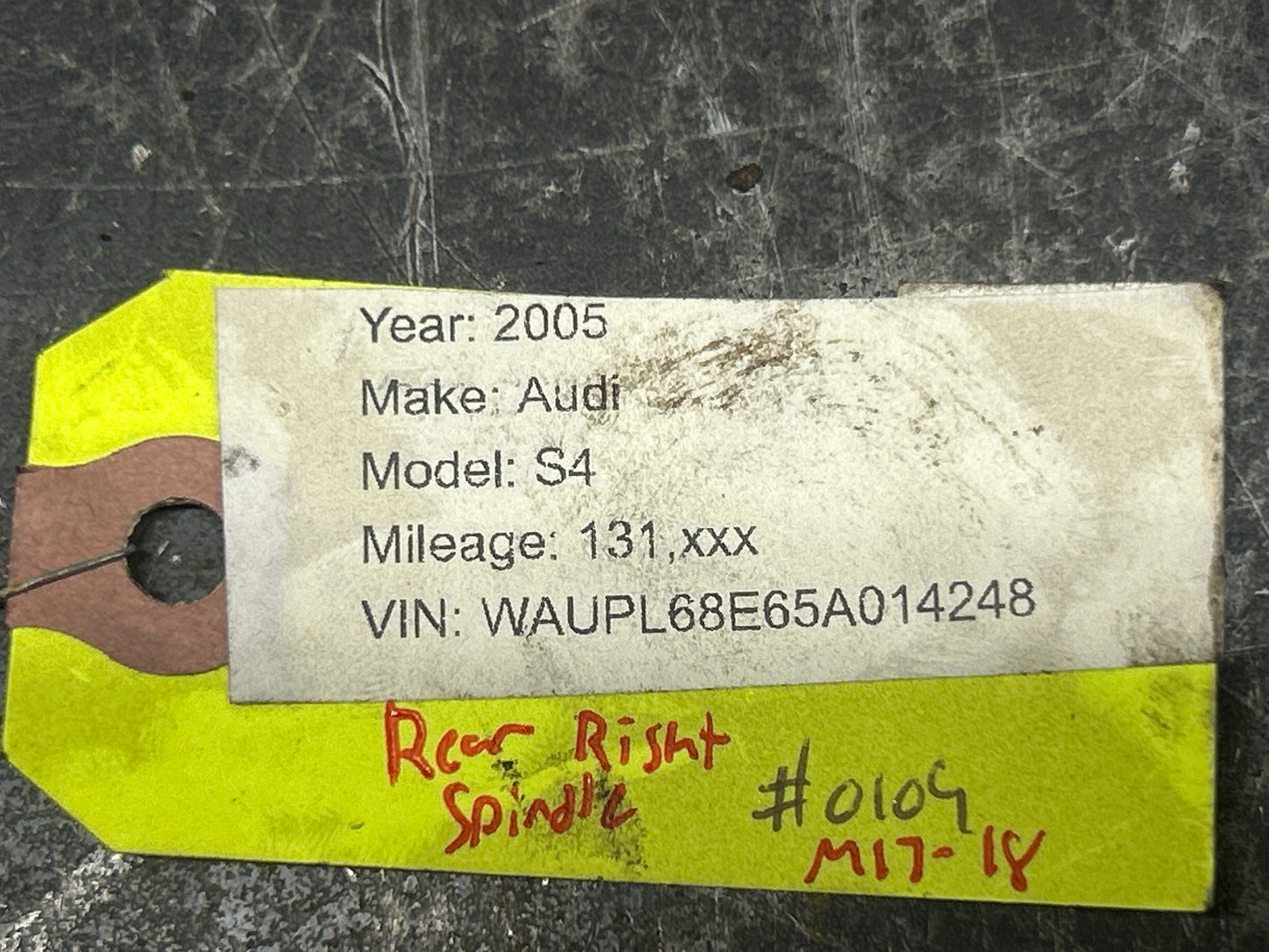 05-13 Audi A4 S4  Wheel bearing Housing Knuckle Assembly R/Rear OEM 8E0505434A