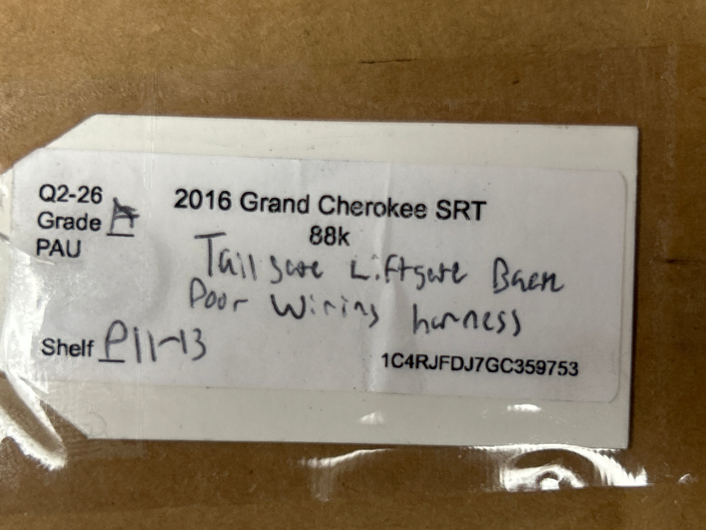 2016-2017 Jeep Grand Cherokee Tailgate Wiring Wire Harness OEM 68264520AC