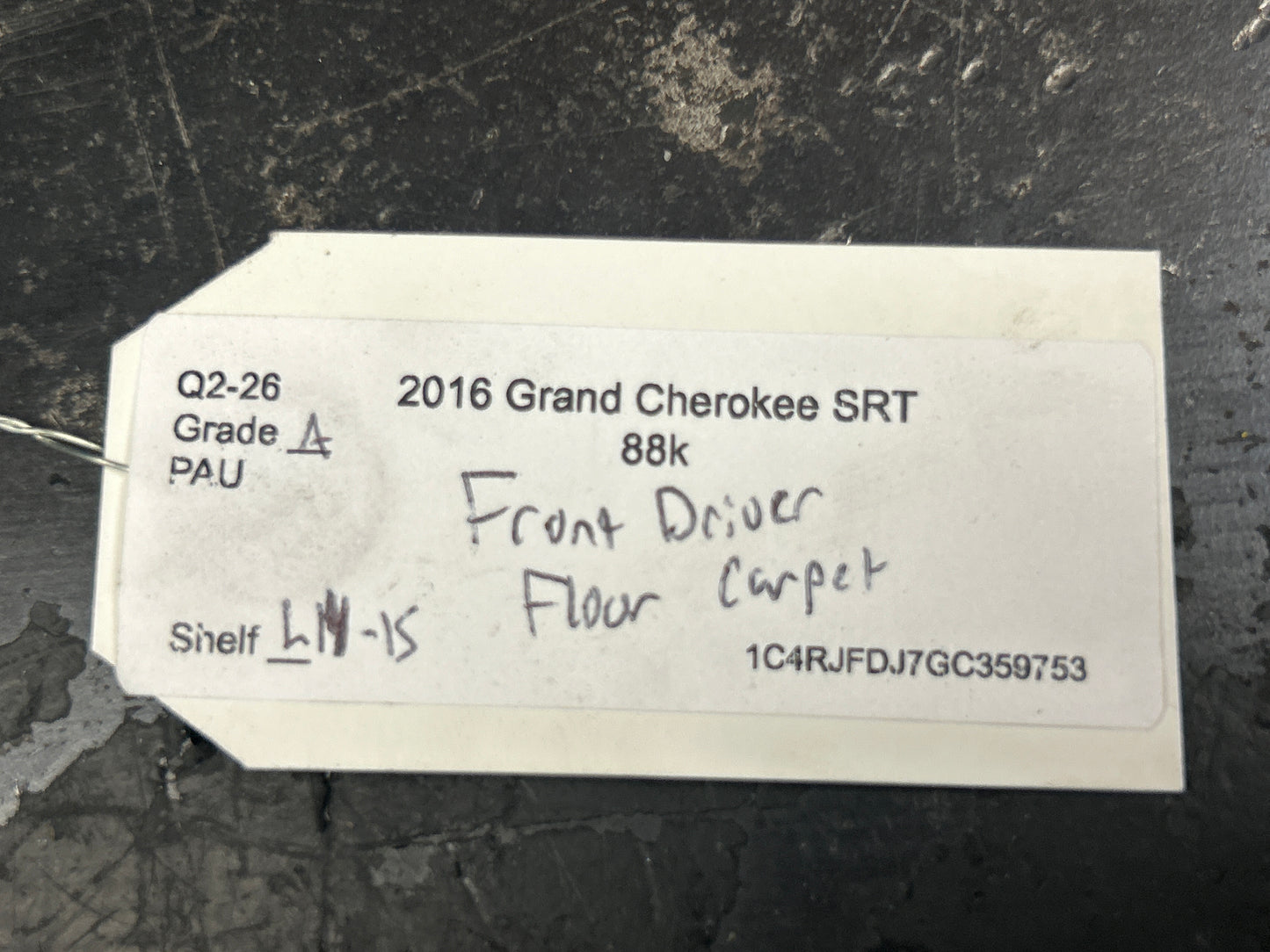 16-22 JEEP GRAND CHEROKEE FRONT LEFT SIDE FLOOR CARPET COVER LINER MAT TRIM OEM