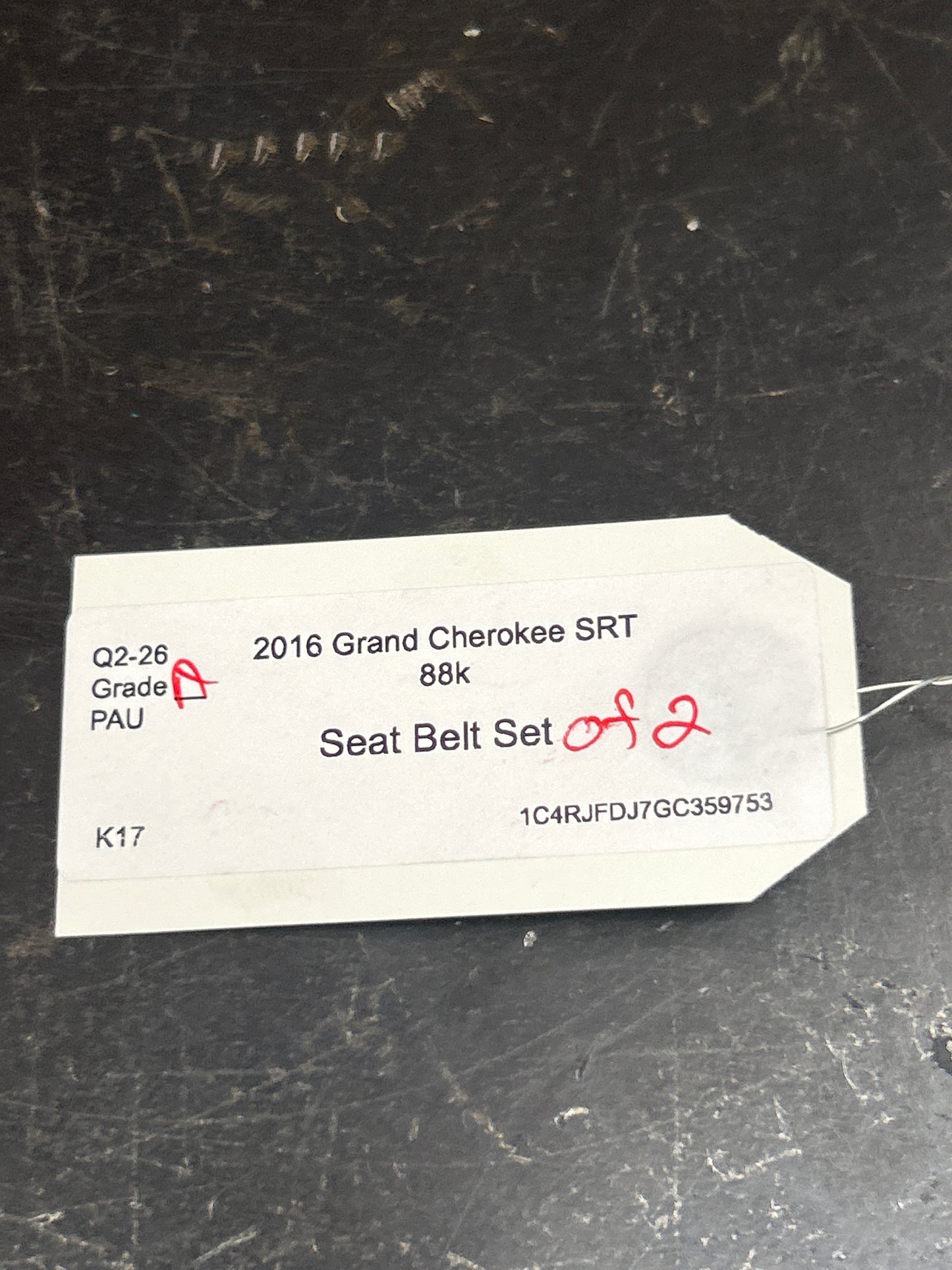 2014-2018 JEEP GRAND CHEROKEE SRT SEATBELT RETRACTOR SET PAIR OEM