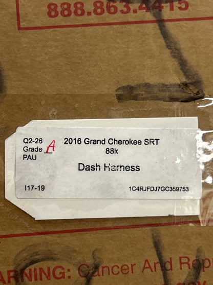 2016 Jeep Grand Cherokee SRT Dash Wiring Harness Instrument Panel OEM