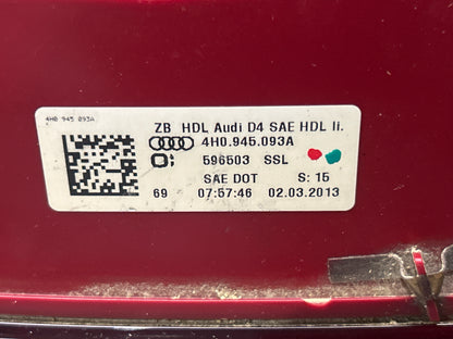 2011-2014 AUDI A8 L REAR LEFT RIGHT INNER TAILLIGHT TAIL LIGHT LAMP SET OEM