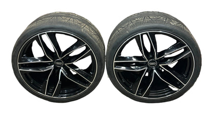 Audi Wheel Set Pair 1196 22x9.5 5x112 Black Fit A6 S6 A7 A8 Q3 Q5 SQ5 Q7 Q8