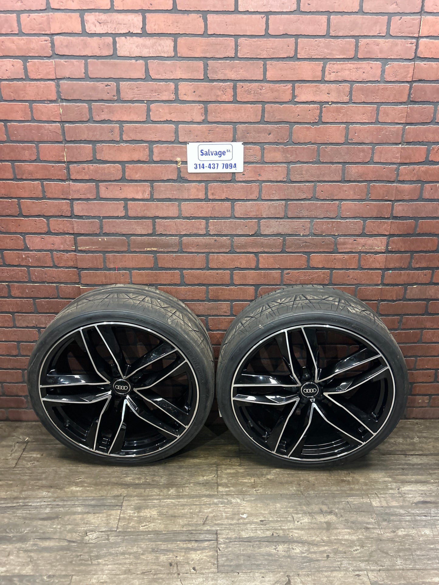 Audi Wheel Set Pair 1196 22x9.5 5x112 Black Fit A6 S6 A7 A8 Q3 Q5 SQ5 Q7 Q8