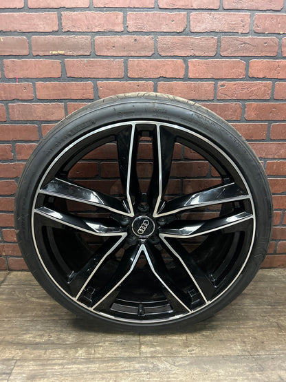 Audi Wheel Set Pair 1196 22x9.5 5x112 Black Fit A6 S6 A7 A8 Q3 Q5 SQ5 Q7 Q8