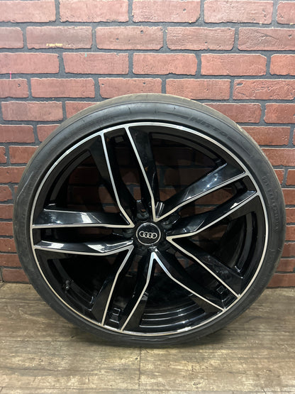Audi Wheel Set Pair 1196 22x9.5 5x112 Black Fit A6 S6 A7 A8 Q3 Q5 SQ5 Q7 Q8