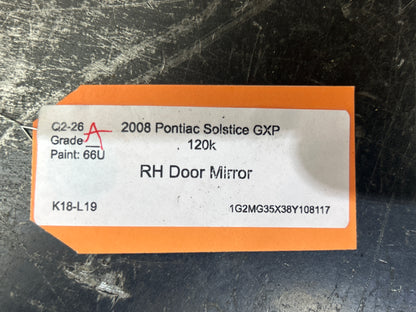 2006-09 Pontiac Solstice Passenger RH Side View Door Mirror Assembly OEM Orange