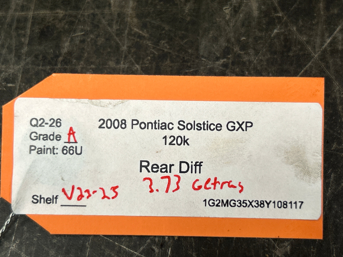 2006-2009 Pontiac Solstice GXP 2.0L Rear Differential Diff Automatic 3.73 OEM