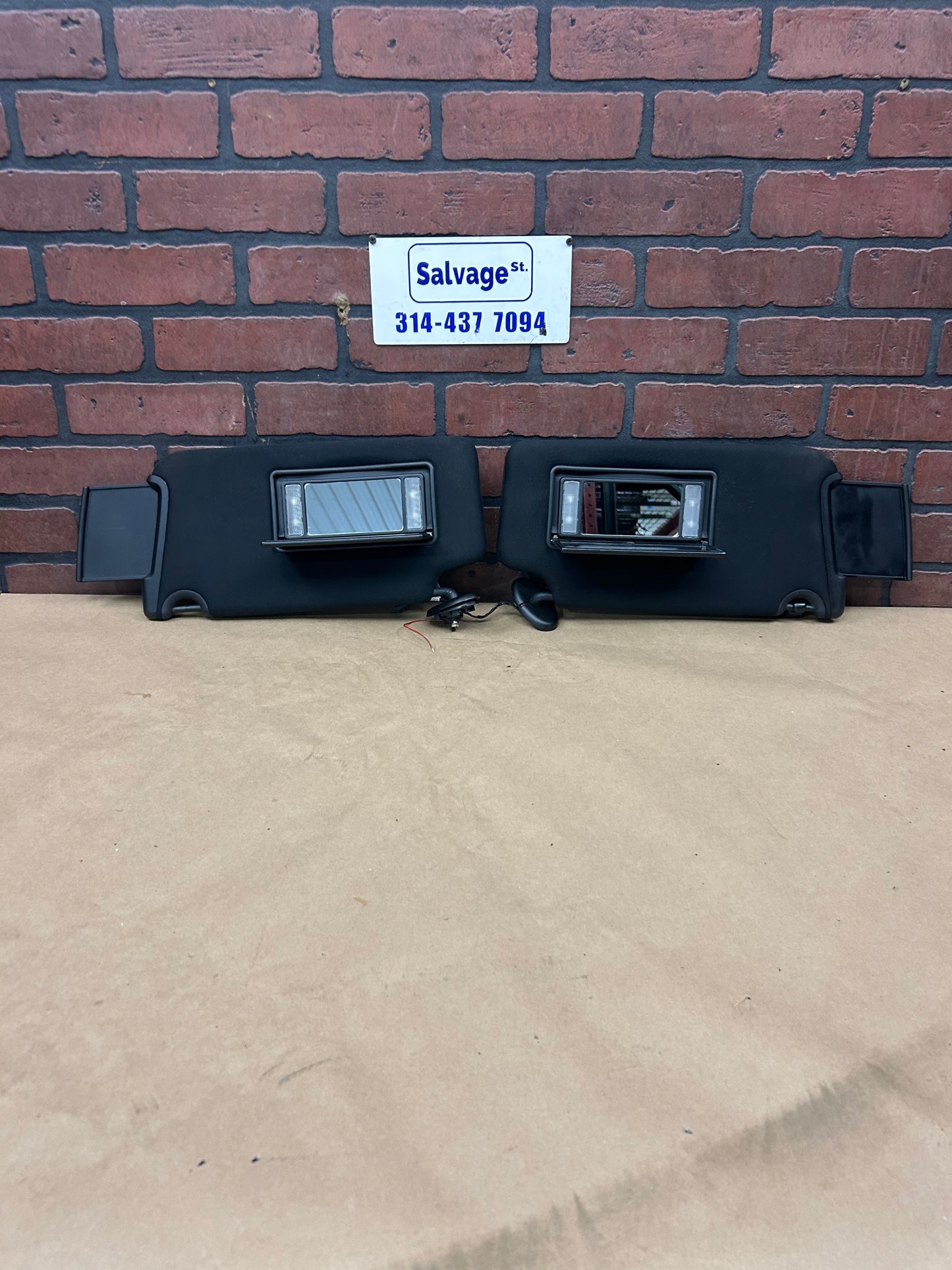 2011-2014 Charger 300 Left & Right Illuminated Black Sun Visor Set Pair OEM