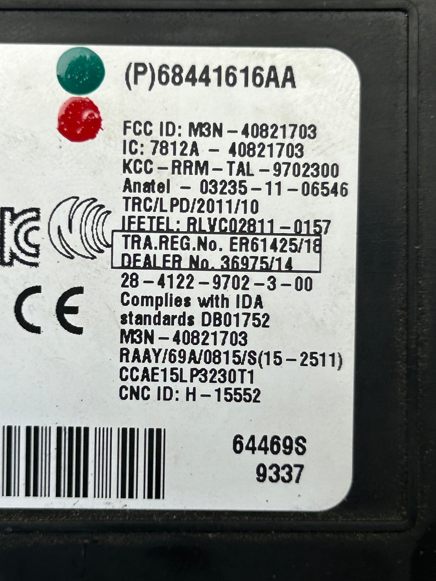2020-22 CHALLENGER CHARGER 300 KEYLESS ENTRY HUB RECEIVER MODULE OEM 68441616AA