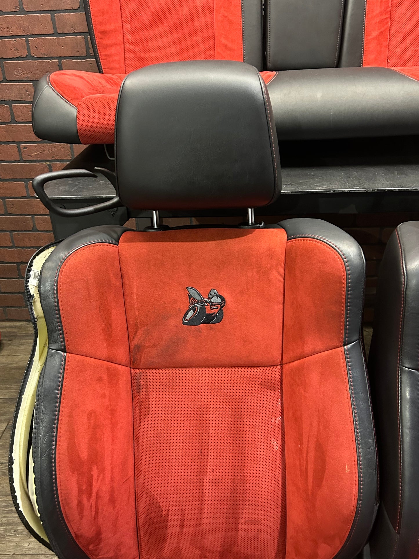 15-23 Challenger Scat Pack SRT Red Alcantara Leather Seat Set Front Rear OEM 87K