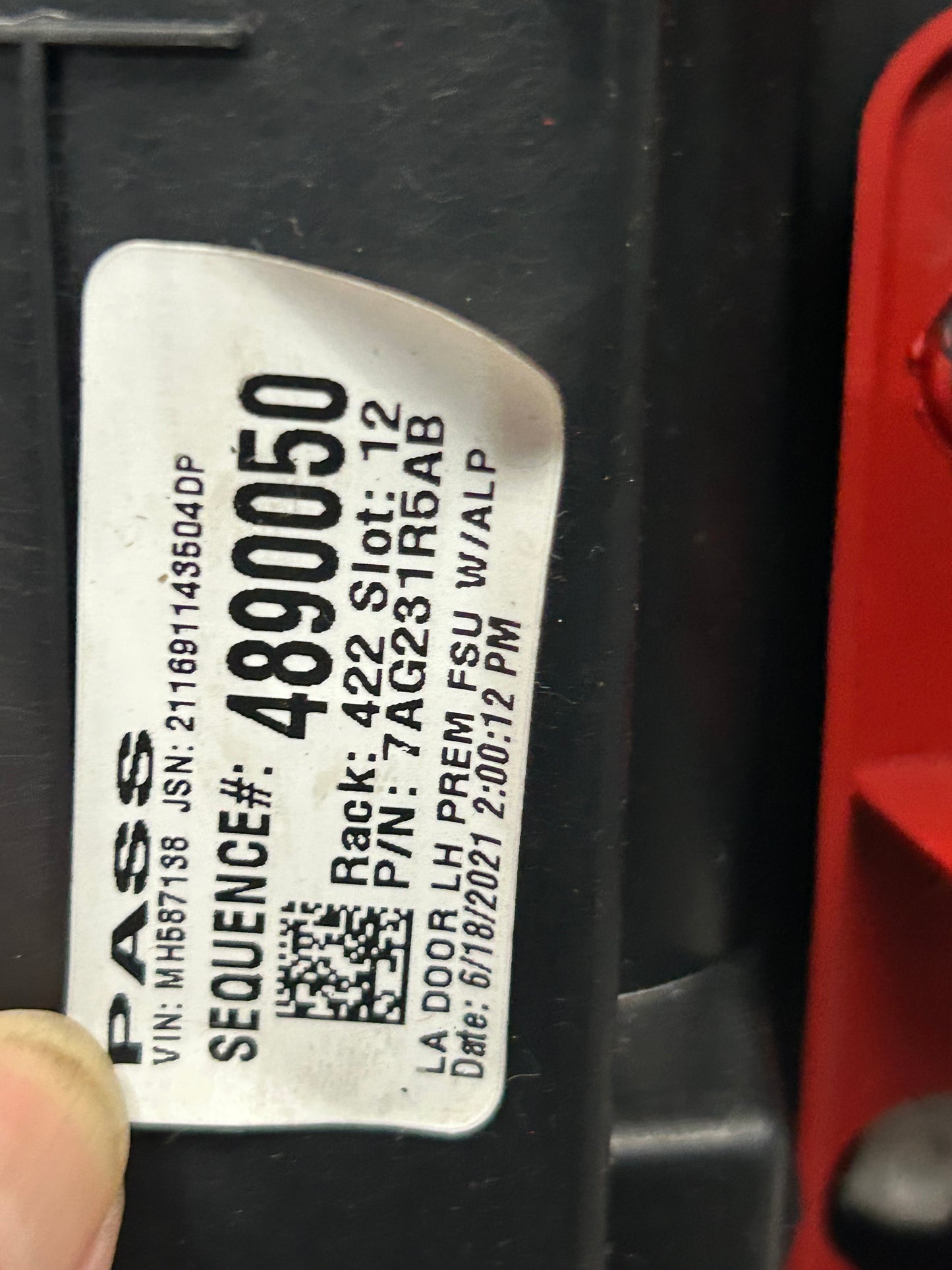 2015-2023 Dodge Challenger SP Ruby Red Driver LH Front Door Panel 7AG231R5AB OEM