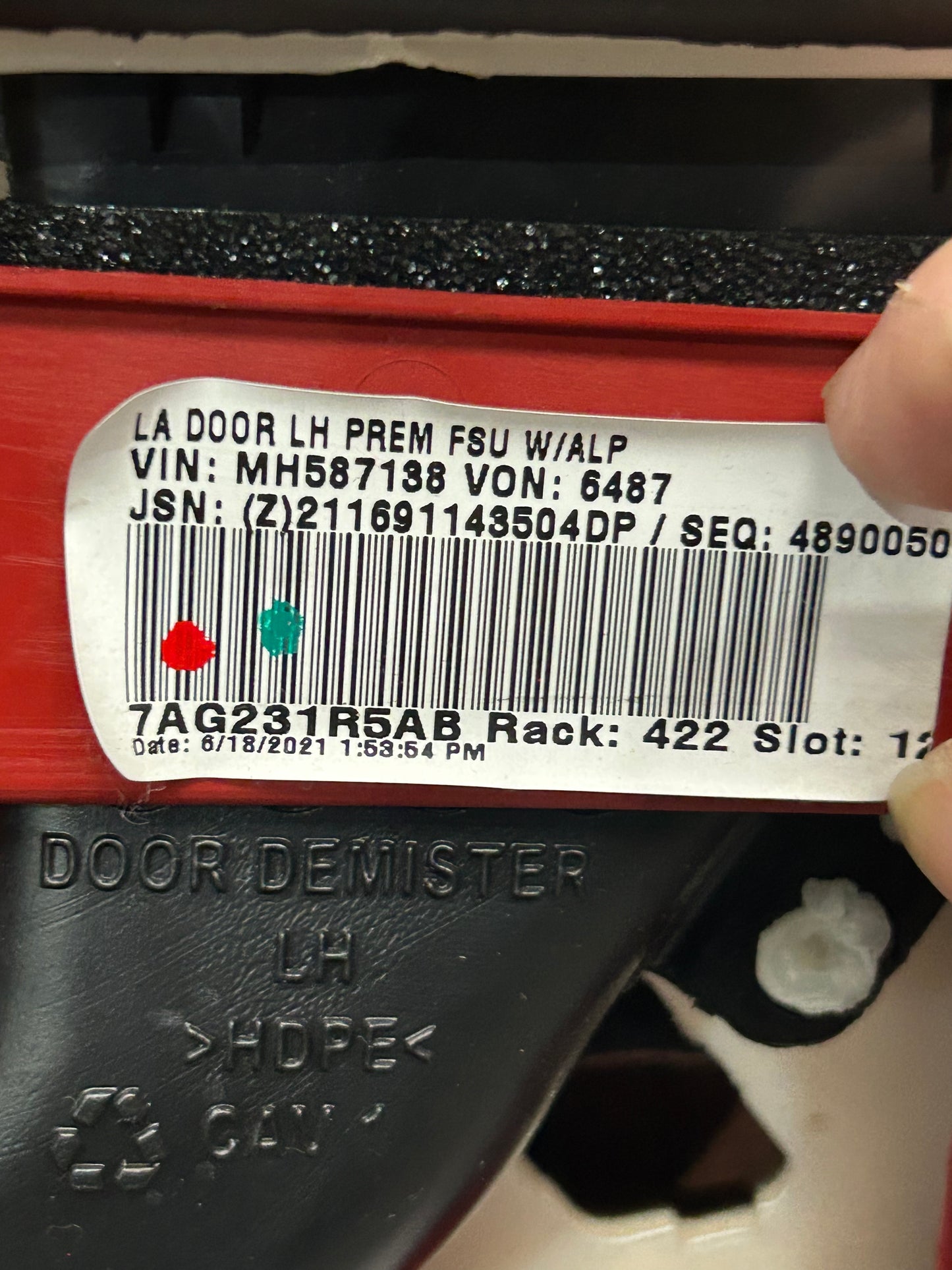 2015-2023 Dodge Challenger SP Ruby Red Driver LH Front Door Panel 7AG231R5AB OEM