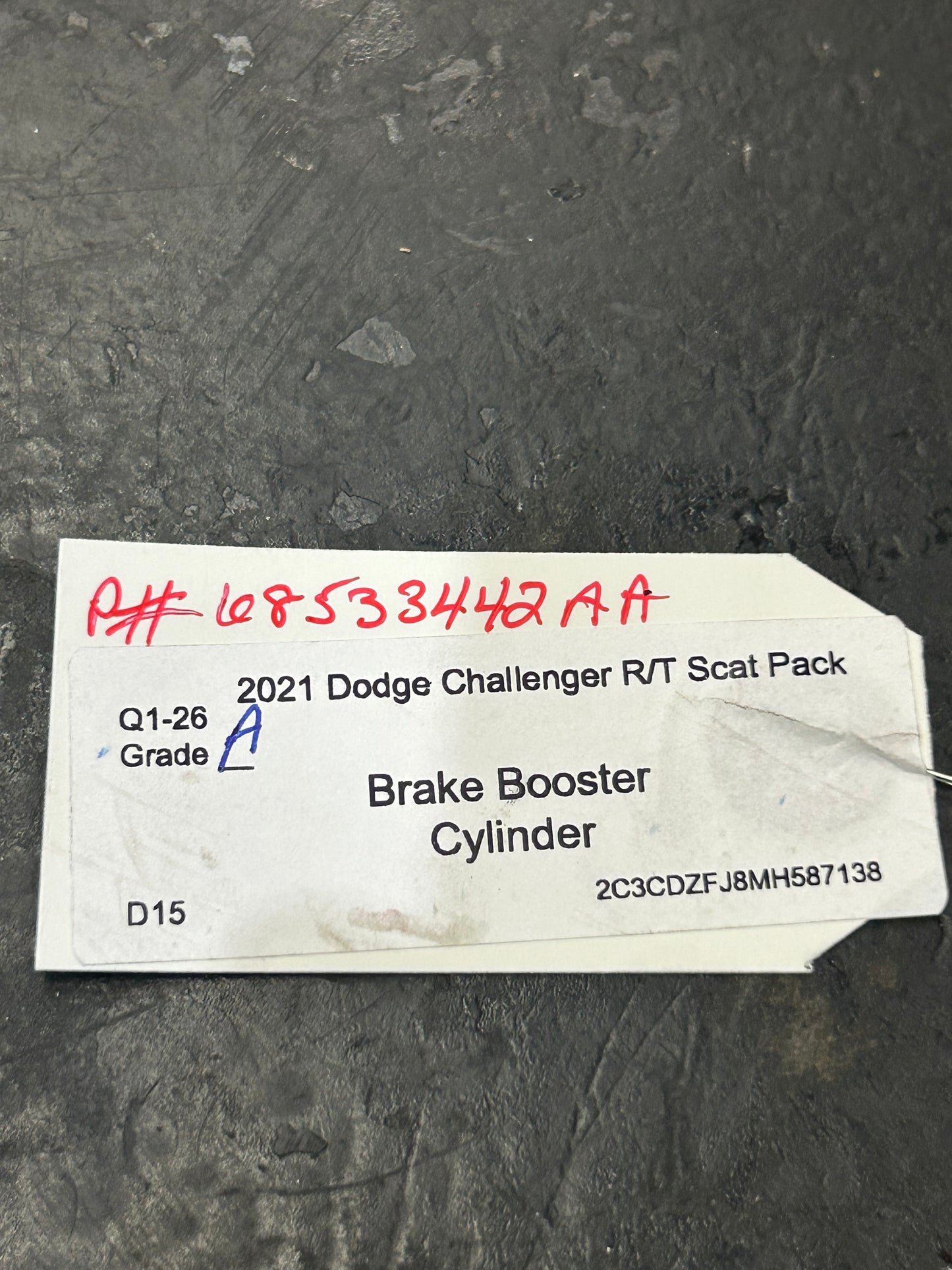 11-23 Dodge Charger Challenger Power Brake Booster W/ Master Cylinder 68533442AA