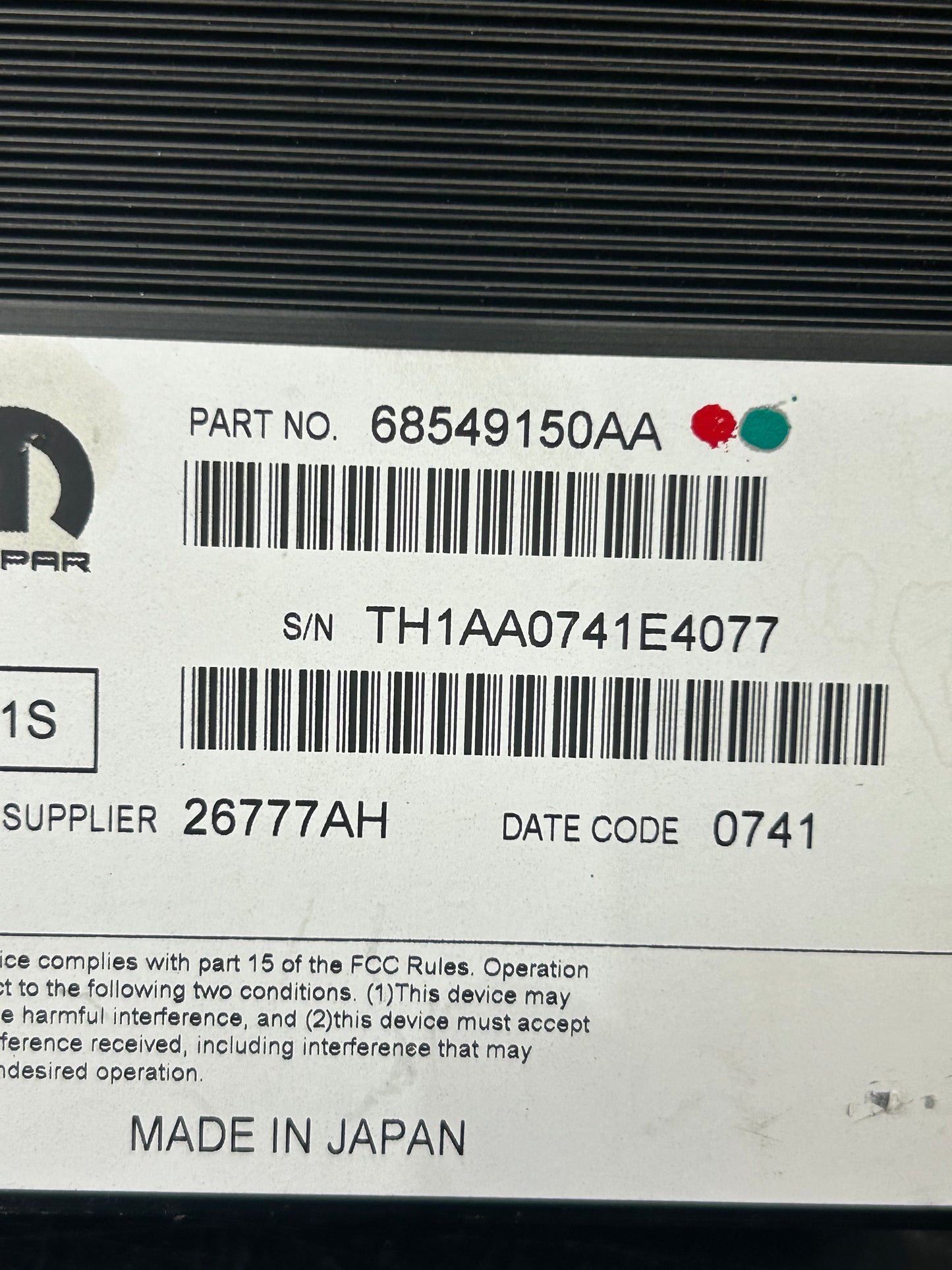 2017-2023 Challenger Charger 300 Radio Audio 276 Watt Amplifier OEM 68549150AA