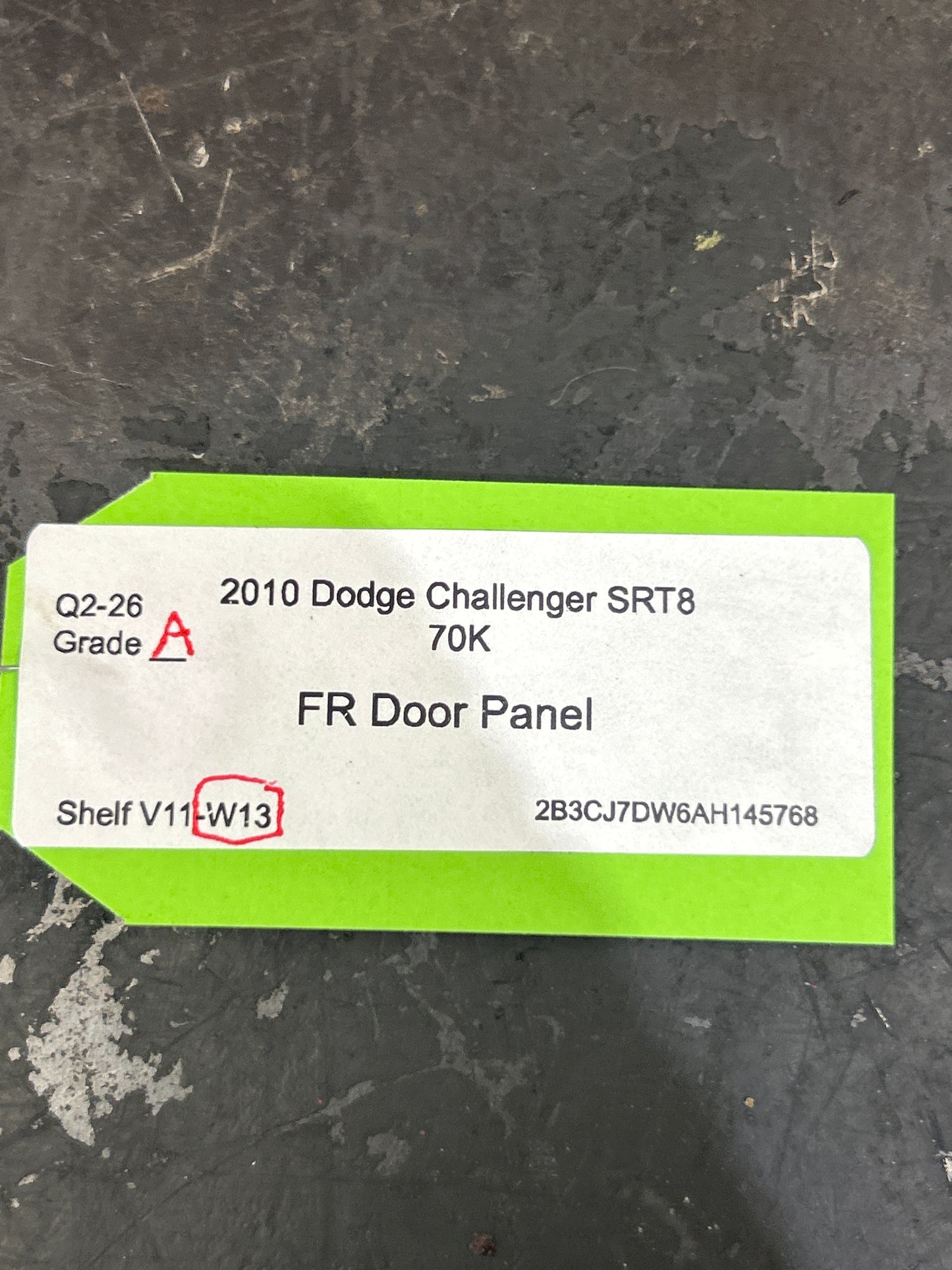 2008-2014 Dodge Challenger SRT Interior Front Passenger RH Door Panel 1FU101DVAJ