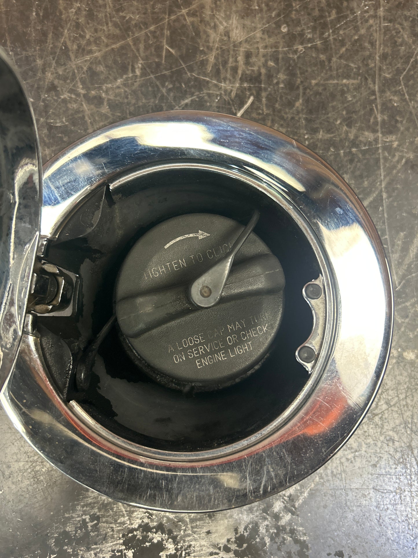 2008-2010 Dodge Challenger SRT8 Silver Chrome Fuel Gas Cap Door Assembly OEM