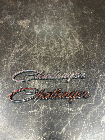 2 PIECE DODGE CHALLENGER CHROME EMBLEM BADGE NAMEPLATE PAIR OEM