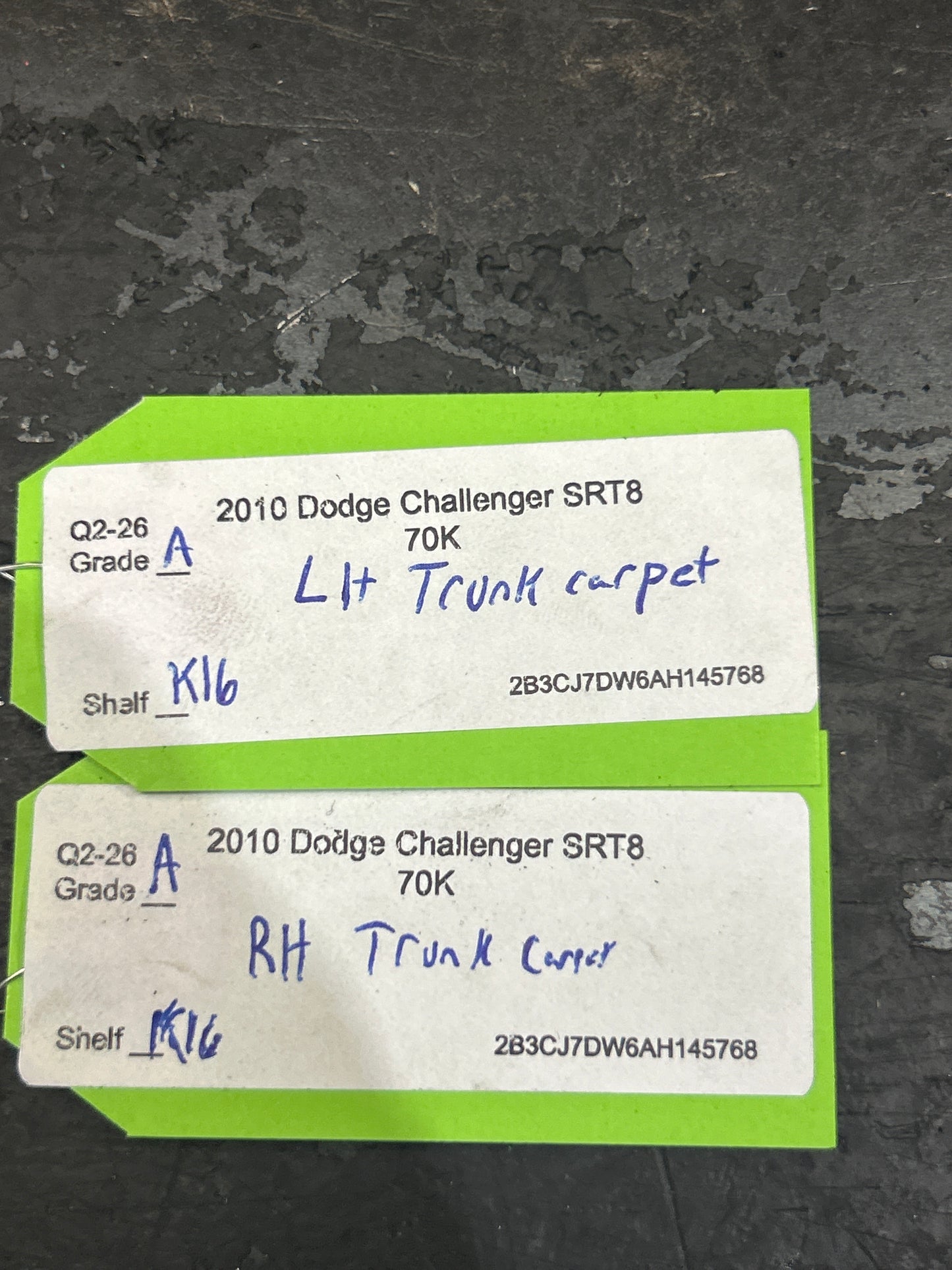 09-23 Dodge Challenger Rear Left Right Luggage Compartment Carpet Set OEM