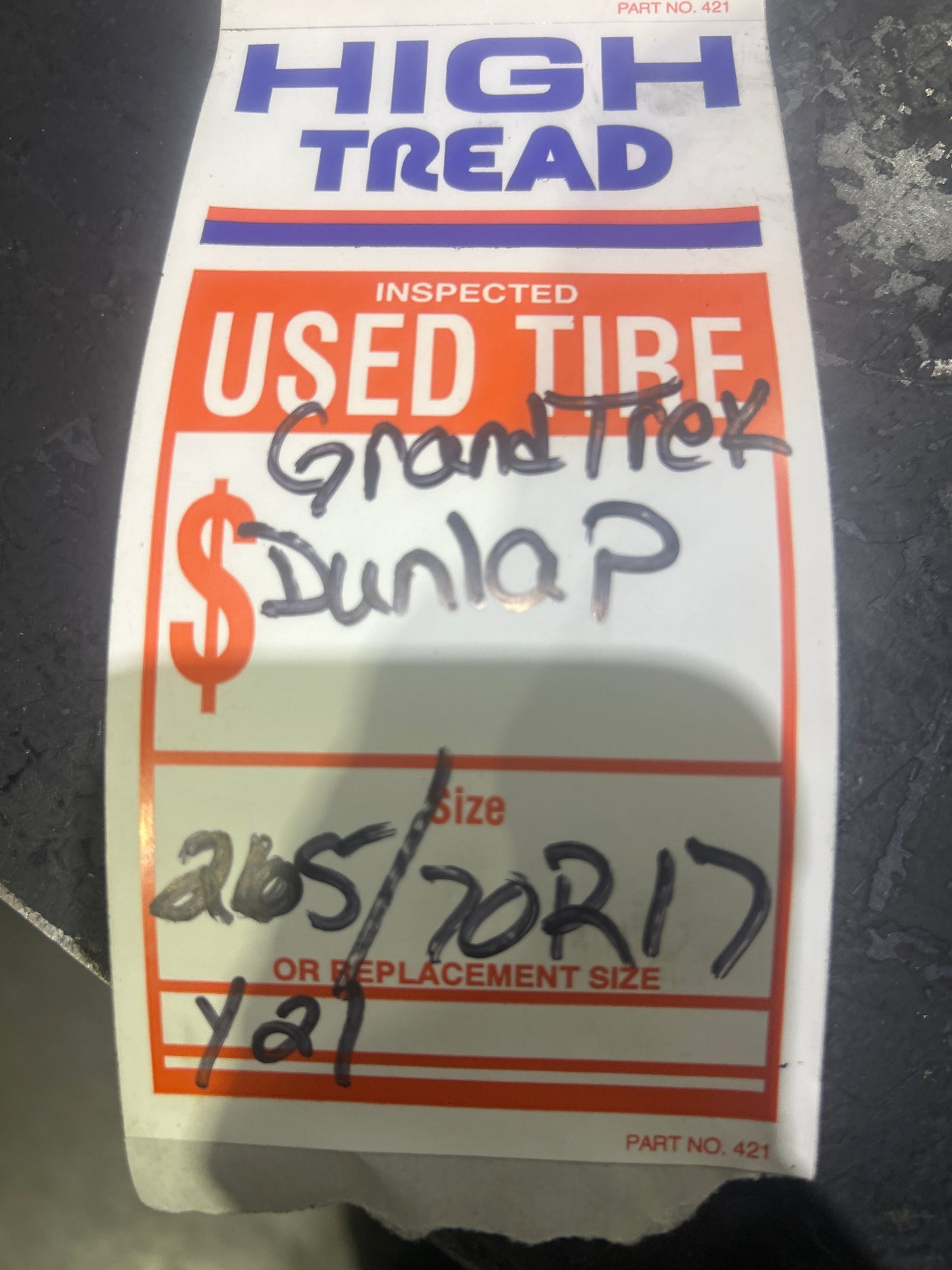 1x P265/70R17 Dunlop Grandtrek AT 20 7/32 113 S Used Tire 2657017