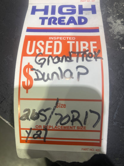 1x P265/70R17 Dunlop Grandtrek AT 20 7/32 113 S Used Tire 2657017