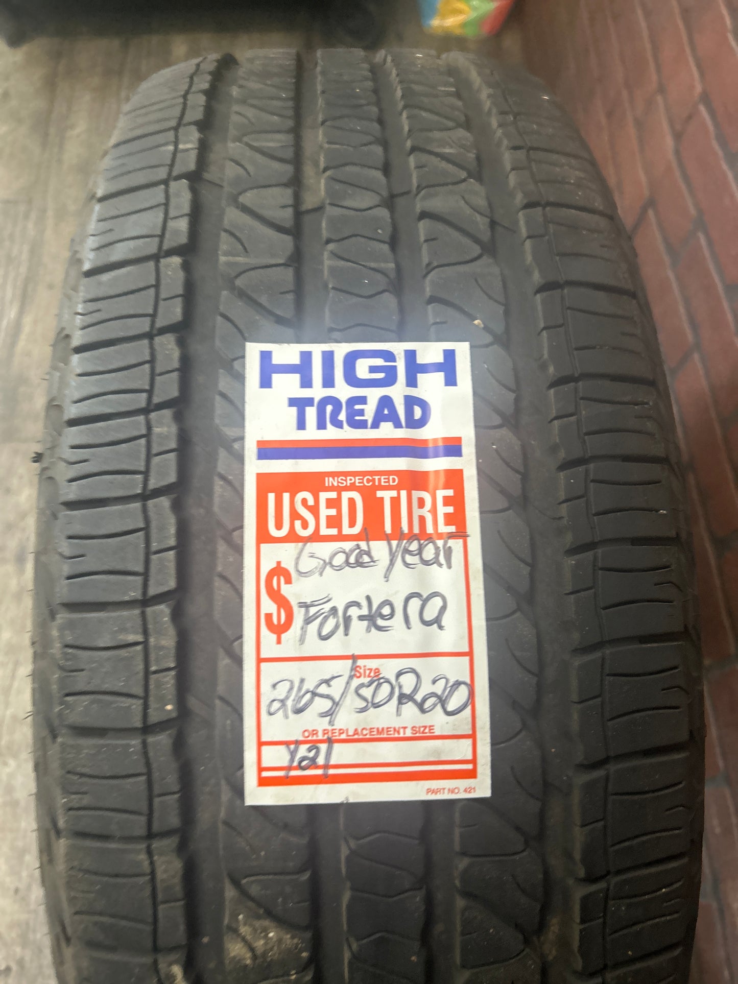 Used 265/50R20 Goodyear Fortera HL 107T Tire - 7/32