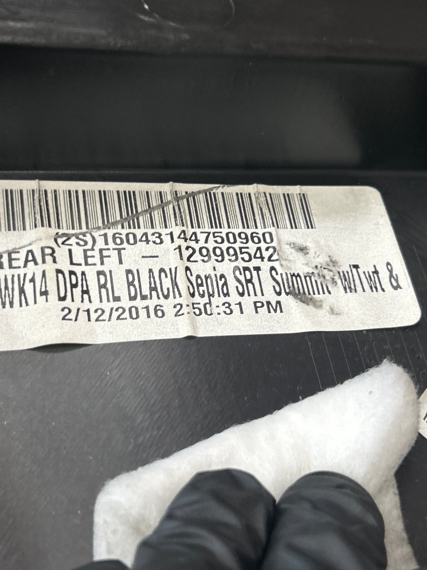 2014-2017 Grand Cherokee SRT Black Rear Driver Left Side Door Trim Panel