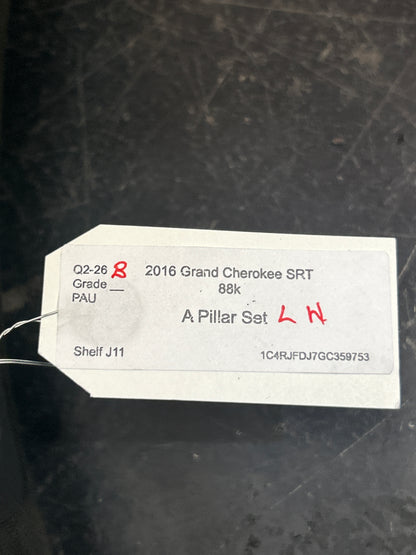 2016-2021 Jeep Grand Cherokee SRT Suede Black A Pillar Trim Set Pair OEM