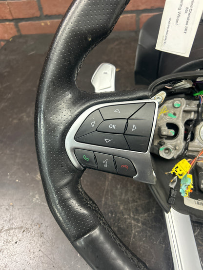 2014-18 Jeep Grand Cherokee SRT Steering Wheel & Column Bezel OEM Black Leather